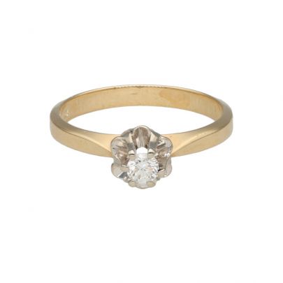 Geelgouden solitairring met diamant