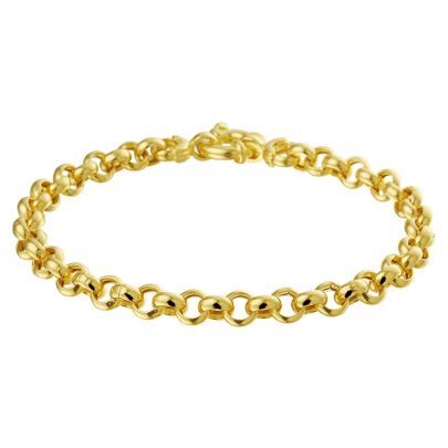 Rikkoert geelgouden jasseron schakelarmband 19 cm.