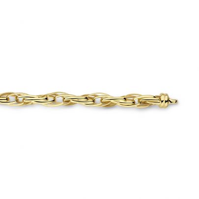 Fjory geelgouden/zilveren fantasie touw schakelarmband 19 cm., 40-FTS0519 Goud Zilver Fjory