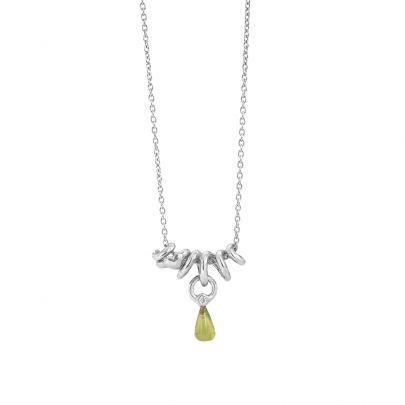 Rabinovich zilveren Rainforest Dew ketting met peridot en zirkonia 42 - 45 cm., 80202079 Zilver Rabinovich