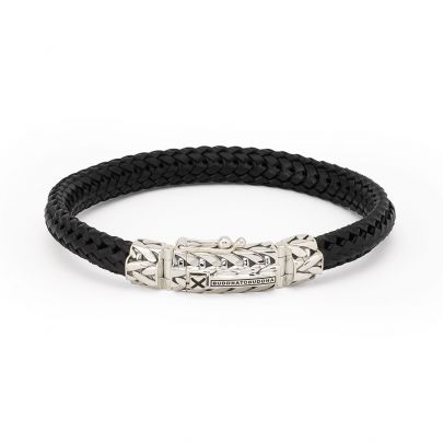 Buddha to Buddha Nurul/Ellen Mix zwart lederen armband 21 cm., 863BL F Zilver Leer Buddha to Buddha