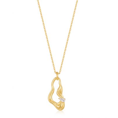 Ania Haie goud op zilveren Twisted Wave ketting met zirkonia 45 - 50 mm., N050-01G