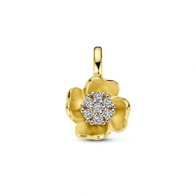 Rikkoert geelgouden bloemhanger met diamant Goud Rikkoert Huiscollectie