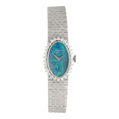 Chopard witgouden dames polshorloge met opaal en diamant, Zwitserland ca. 1975