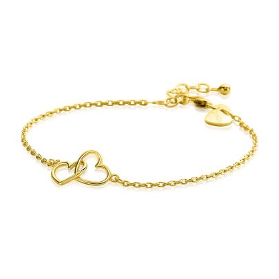 Zinzi goud op zilveren armband met hartjes 16,5 - 19,5 cm., ZIA2513G Verguld zilver Zinzi