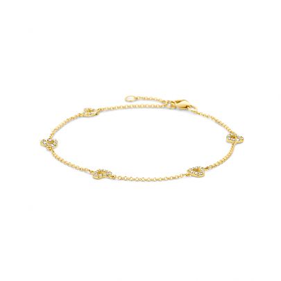 Blush geelgouden armband met hartjes met zirkonia 18 cm., 2211YZI Goud Blush