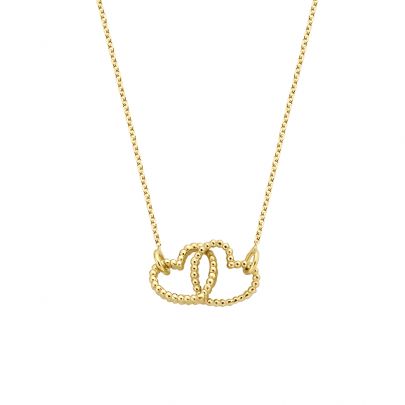 Just Franky geelgouden ketting Vintage Double Heart 42 - 44 cm.