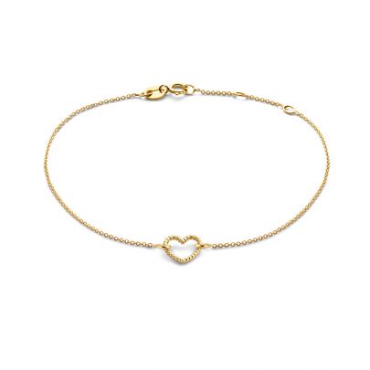 Just Franky geelgouden Vintage Heart armband 16 - 18 cm.