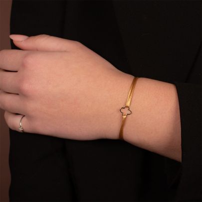 Just Franky satijnen armband met Lucky Clover Goud Satijn Just Franky