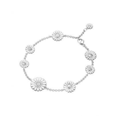 Georg Jensen zilveren Daisy armband met wit emaille 17,5 - 18,5 cm., 20001537