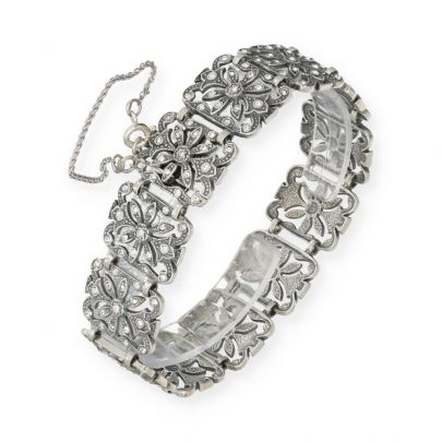 Timeless Classics by GL zilveren schakelarmband met bloemmotief en zirkonia 20 cm., 54854