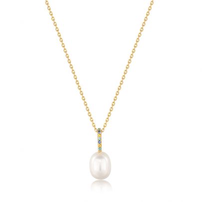 Ania Haie Gestmone Pearl Drop ketting 45 - 50 cm., N054-01G Verguld zilver Ania Haie