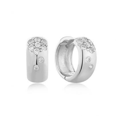 Ania Haie zilveren Sparkle Chubby oorringen met zirkonia, E054-05H Zilver Ania Haie