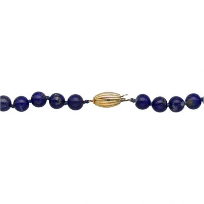 Lapis-Lazuli ketting met goud op zilveren ton