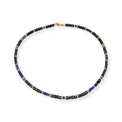 Stones in Style goud op zilveren ketting met blauwe saffier 43 cm., N-23-30266 GO