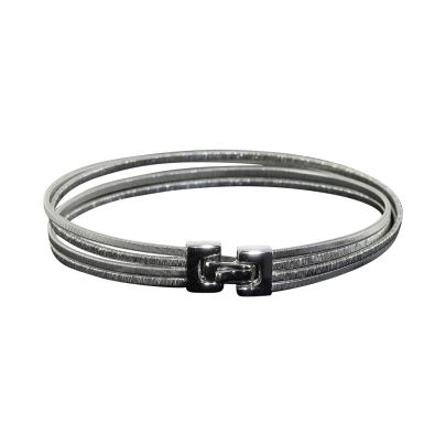 Sanjoya zilveren armband met geribbelde draden 19 cm., DEL04210003.19