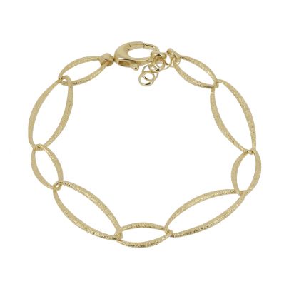 Sanjoya goud op zilveren armband met kleine en grote matte ovale schakels 19 - 22 cm., L0224015.18