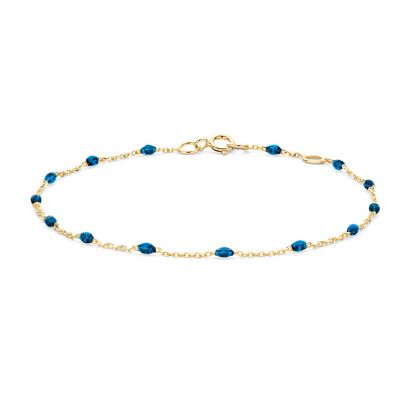 Blush geelgouden armband met blauwe emaille 16,5 - 18,5 cm., 2226YRB