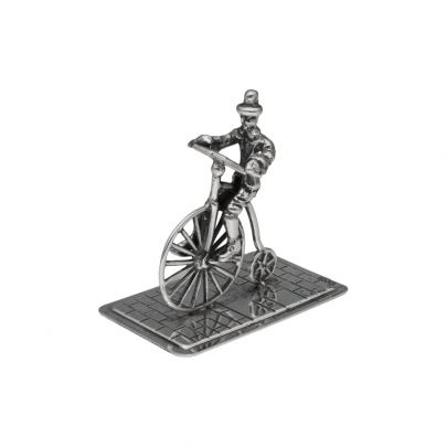 Zilveren miniatuur fietser, Amsterdam ca. 1975 Zilver