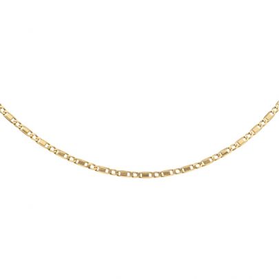 Geelgouden fantasie schakelketting 45 cm.