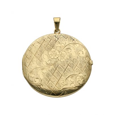 Geelgouden medaillon met bloem- en ruitmotief, Nederland ca. 1970 Goud