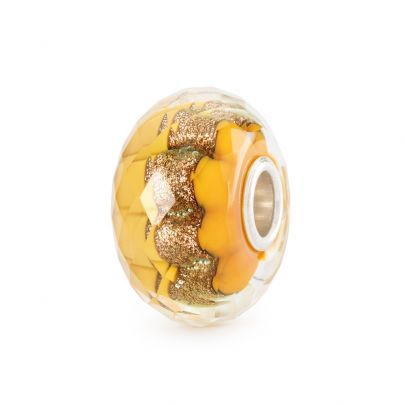 Trollbeads glasbedel Gouden Spoor, TGLBE-30146 Zilver Glas Trollbeads