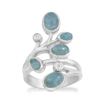 Rabinovich zilveren Azure ring met aquamarijn en witte topaas, 80903003-56 Zilver Rabinovich