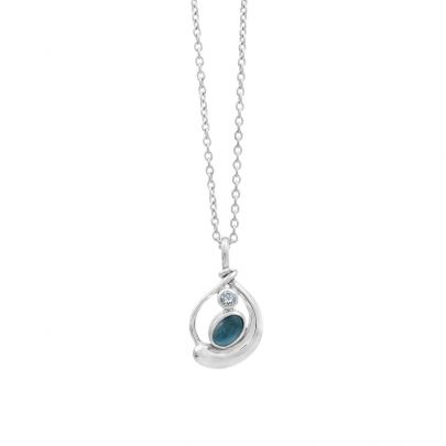 Rabinovich zilveren Silver Lining ketting met London blue topaas en een lichtblauwe topaas 42 - 45 cm., 81802006 Zilver Rabinovich