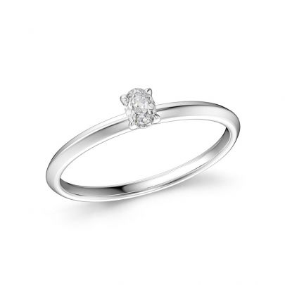 Rikkoert witgouden solitairring met diamant